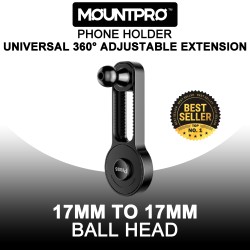 MOUNTPRO™ Universal 360° Rotation Phone Holder Ball Adjustable Extension (Ball Head 17mm to 17mm) MOUNTPRO™ Universal 360° Rotation Phone Holder Ball Adjustable Extension (Ball Head 17mm to 17mm)